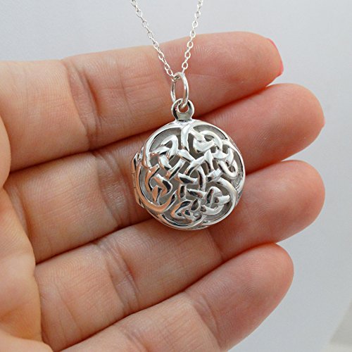 FashionJunkie4Life Sterling Silver Oval Locket Necklaces for Women, 18" Cable Chain - style: Celtic Knot