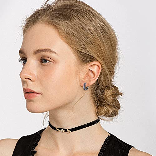 CiNily Huggie Earrings Opal Hinged Hoop Earrings Gold Plated Hypoallergenic Small Hoop Earrings for Women Teen Girls Men Sensitive Ears - color: Black Purple