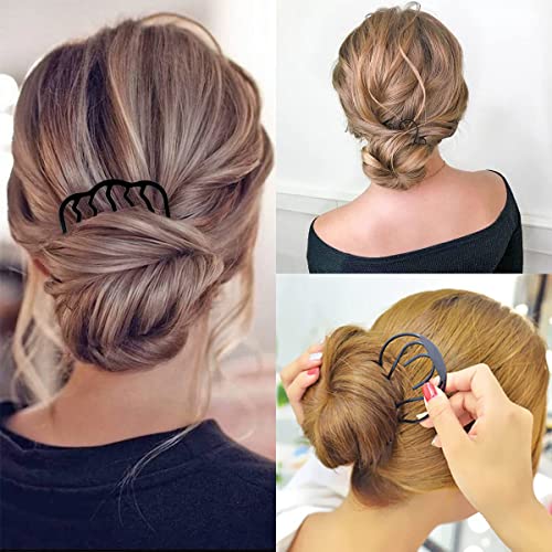 8 Piece Hair Side Combs U Hair Pins Hair Fork Clip Hair Stick for Updo Bun, U Shaped Teeth Hair Combs for Vintage Hairstyle Hair Accessories
