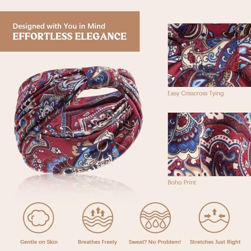 Awumbuk Wide Headbands for Women Knotted No Slip Head Bands Soft Turban Headband Hair Accessories Boho African Solid Color Head Wraps for Women Yoga Workout (Dark Green) - color: Dark Green