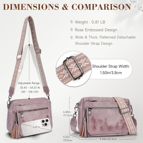 MEITRUE Crossbody Bags for Women, Vegan Leather Crossbody Purse Trendy Multi Pockets Shoulder Handbag with Tassel - color: 09-antique Purple