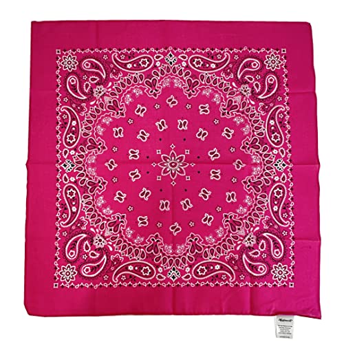 Bandanas Gift Set 12 Pack Soft Thin Handfeel Cotton Bandanna Scarf for men - color: Hot Pink