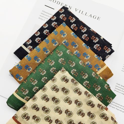 Cotton Like Bandana in Bulk, Head Scarf, Headband, Head wrap, Hair Neck Scarf for Women 22 x 22 inch - color: Bib04 Little Flower 4pcs