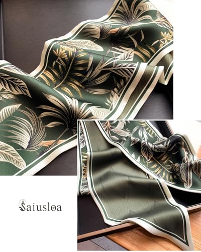 Purse Scarf For Handbags Head Scarves For Women's Hair Bags Scarfs Long Skinny Scarves Fashion Silky - color: A10-green Feather