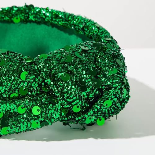 Sparkly Green Knotted Headbands for Women Non Slip Glitter Hairband Hair Styling Accessories Womens Sisters Girls Gifts - color: Sparkly Green