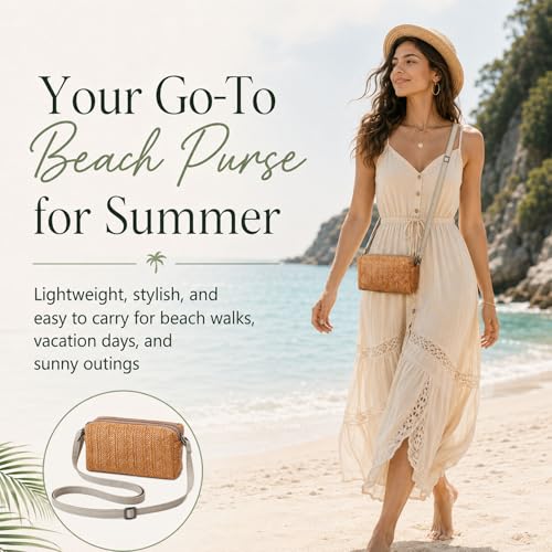 Small Crossbody Bag for Women - color: Strawbrown