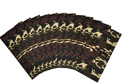 Vamqor 12pcs Bandana for women and men 100% Cotton Custom Fashion Paisley Design Multifunctional Outdoor Square Handkerchief - color: Camouflage