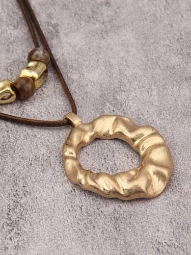 GelConnie Boho Necklaces for Women Cowgirl Necklace Stone Leather Cord Pendant Necklaces With Beads Long vintage Layered Choker Necklace - style: Boho Vintage Necklace