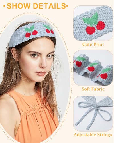 HAIMEIKANG Hippie Hair Bandanas Headbands for Women Boho Headband Knit Hair Bands Floral Head Wrap for Girls(Beige + Blue + Yellow) - color: Beige + Blue + Yellow