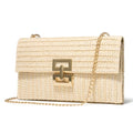 SWEETV CHUNLI Straw Purse Woven Beach Bag Summer Clutch Purse Boho Crossbody Bags for Women Small Raffia Shoulder Bag - color: Pearl White