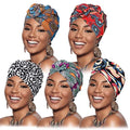 DRESHOW 5 Pack Knotted Headwraps for Women African Turban Pre-Knotted Beanie Headwraps Hair Covers - color: 5 Pack Knotted Flower a