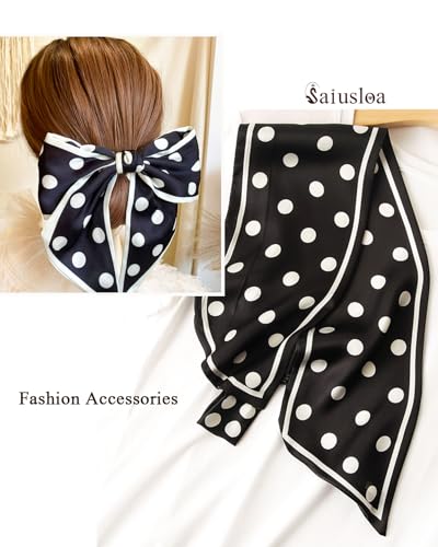 Purse Scarf For Handbags Head Scarves For Women's Hair Bags Scarfs Long Skinny Scarves Fashion Silky - color: A11-black Spot