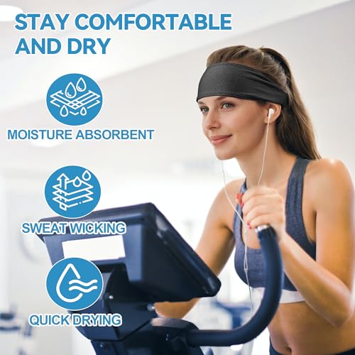Sukeen Cooling Headbands for Women, Instant Cooling Moisture Wicking Non-Slip Sweatbands for Women Running Fitness Yoga - color: Black