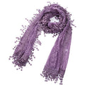 Cindy & Wendy Lightweight Soft Leaf Lace Fringe Scarf Bridal Shawl for Women - color: Light Purple-2