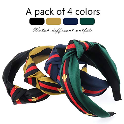 NODG 4 Pieces Knotted Headbands Turban for Women Wide Boho Diademas Para Mujer Womens Hair Knot Gift