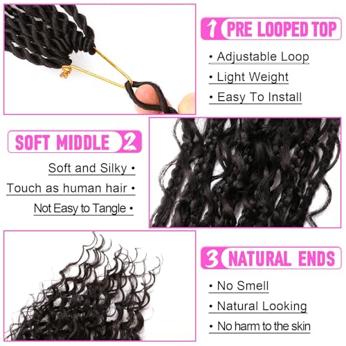 Goddess Boho Box Braids Crochet Hair-8 Packs 30 Inch Crochet Box Braids for Black Women Pre Looped (1B#, 30 Inch (Pack of 8)) - color: 1B#, size: 30 Inch (Pack of 8)