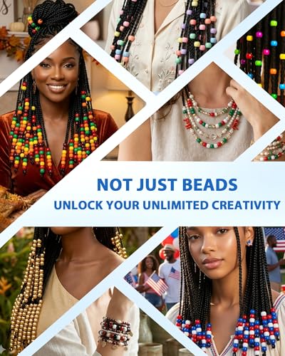 FIVEIZERO 260PCS Large Hole Hair Beads, 10x12mm, Gold | Acrylic pony style, smooth lightweight finish, reusable, quick on/off, bracelets, keychains, macramé and DIY crafts - color: Gold