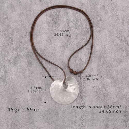 JAOYU Bohemian Necklaces for Women Leather Necklace Wood Pendant Choker Long Brown Necklace Chunky Circle Boho Hippie Jewelry - style: Bohemian Style Necklace
