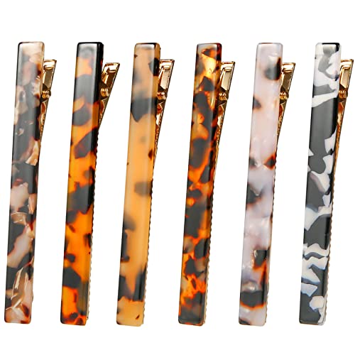 Cobahom Tortoise Shell Leopard Duckbill Acrylic Hair Clips and Barrettes for Women Girls, Thick or Thin Hair, Halloween - color: 6 Pcs Multicolor Clips