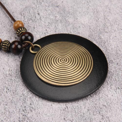 Leather Necklace for Women Vintage Boho Necklaces Black Cord Choker With Pendant Casual Chunky Leather Necklace Trendy - style: Boho Wood Necklace