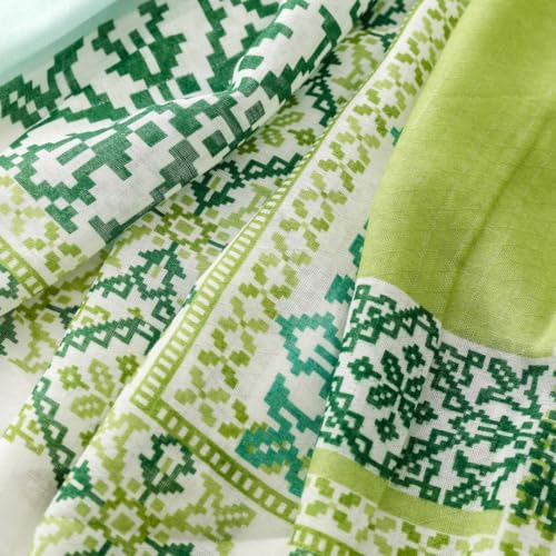 WaJuemy Travel Boho Scarf for Women Casual Lightweight Pashmina Scarves Fashion Multicolor Shawl Wraps with Fringed Beads - color: 01b Green Boho