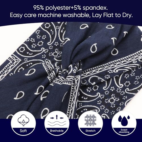 DRESHOW 6 Pack Extra Wide Headbands for Women Large Turban Headband Boho Head Wrap Elastic Hairbands Hair Twisted Knot Hair Accessories - color: 6 Pack Knotted: Paisley Patterned
