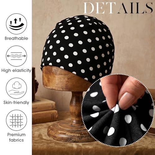 Bohend Bohemian Beanie Hats Headwear Cap Stretch Non Slip Bandanas Sleep Turbans Hats for Women Men Close top Head Covering - style: Polka Dots