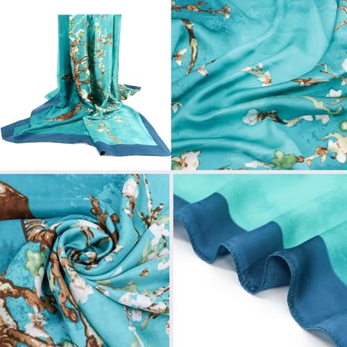 vimate 100% Large Silk Feeling Scarf-Women's Fashion Long Mulberry Silk Satin Neck Scarf Sunscreen Shawl Wrap Headscarf - color: Style 01