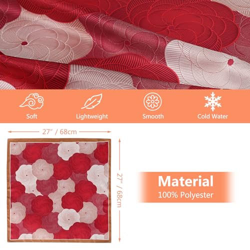 Stlvoll 27.5" Silk Neck Scarf of Women's Fashion Head Scarf Square Neck Satin Scarfs for Bag Hair Scarves Gift - color: Red