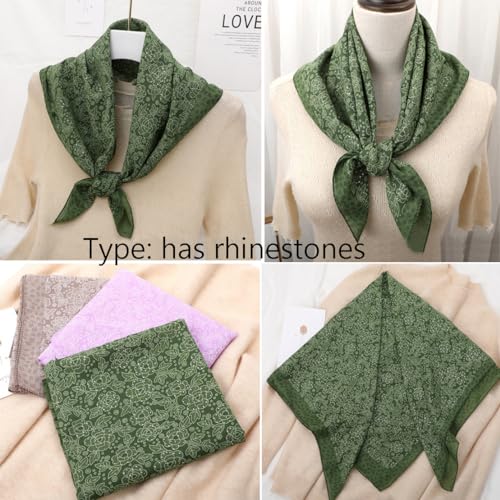 K-Elewon 27.5” Women Medium Square Scarf Head Scarf- 2PCS Neck Scarf Hair Scarf Head Sleeping Wraps Scarfs for Women H07 - color: Se03(2pcs)