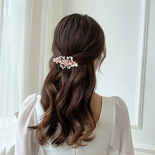 inSowni 4 Pack Luxury Glitter Sparkly Jeweled Gems Crystal Rhinestone Butterfly Metal French Barrettes Alligator Snap Hair Clips Headpieces Accessories for Women Girls - color: 4pcs Set D