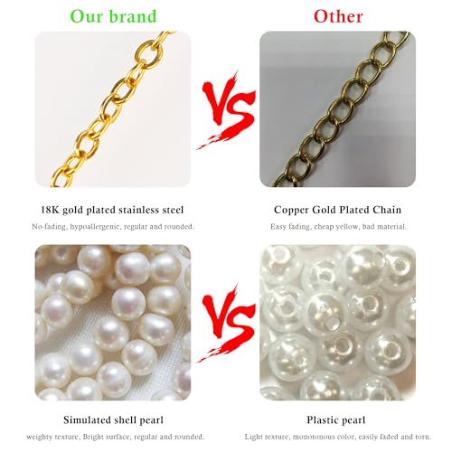 Trinckle Pearl Necklaces for Women, Gold Pearl Choker Single Pendant Necklace Layered Daisy Jewelry for Prom Birthday Gifts, Prom Wedding Strands for Bride Bridesmaids as Beach Summer Accessories - style: Gold Pearl Necklace