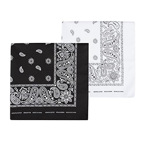 Levi’s All-Gender Multi-Purpose Bandana Gift Set – Headband, Wrap, Face & Neck Coverage - color: Black/White, size: Pack 2