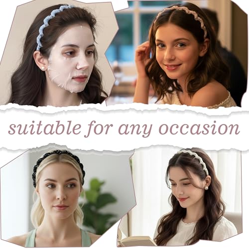 4 Pcs Polka Dot Headbands with Teeth for Women, Thin Non-Slip Comb Hairbands, Cute Wrapped Hard Head Bands, Toothed Hair Accessories for Washing Face & Daily Wear - color: Polka Dot