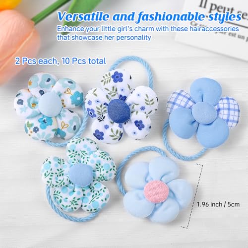 400 Pcs Baby Girls Hair Accessories Set,Baby Girls Hair Ties,Flower Bows Rubber Bands,Hair-friendly Hair Clip,Soft Elastic Hair Bands,Claw Clip(Blue) - color: Blue