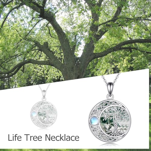ONEFINITY Tree of Life Necklace 925 Sterling Silver Abalone Shell Celtic Knot Pendant Necklace for Women Jewelry - style: Moonstone Moss Agate Tree of Life