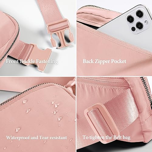 ODODOS Unisex Mini Belt Bag with Adjustable Strap Small Fanny Pack for Workout Running Traveling Hiking, Light Pink - color: Light Pink