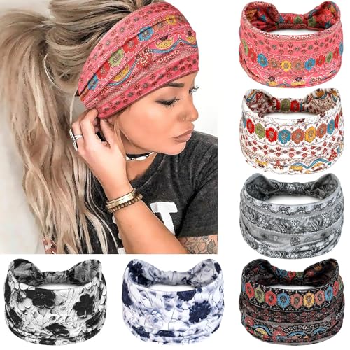 Awumbuk Wide Headbands for Women Knotted No Slip Head Bands Soft Turban Headband Hair Accessories Boho African Solid Color Head Wraps for Women Yoga Workout (Gray) - color: Gray