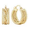 NEARLAND Gold Hoop Earrings 14K Gold Earrings for Women Gold Hoop Earrings for Womens Hoops Twisted Lines with Beaded Textures for Dimensional Look Hoops Earring for Womens