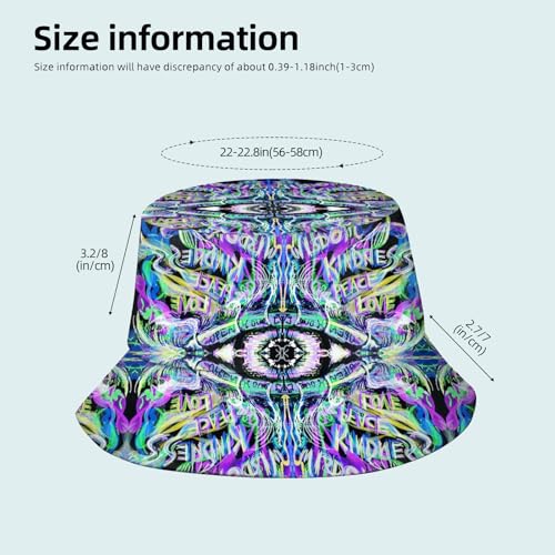NASIAN Psychedelic Trippy Rave Bucket Hats for Women Men Outdoor Travel Beach Sun Hat Festival Outfits - color: Trippy Graffiti
