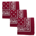 Motique Accessories Set of 3 Paisley Bandanas – 100% Cotton 22 Inch Head Scarf Neck Bandana Face Cover - color: Dark Red