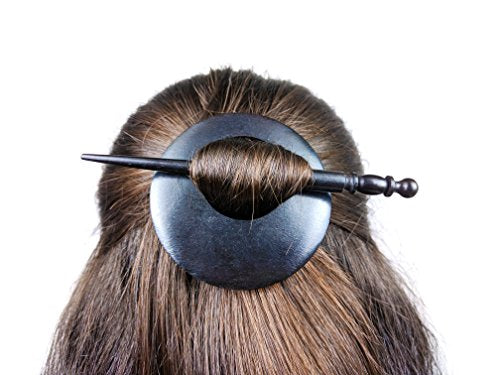 Nagina International Premium Vintage Polished Wooden Shawl Pins | Hair Barrettes & Hair Clip | Personal & Beauty Care Accessories | (Bat Black) - color: Bat Black