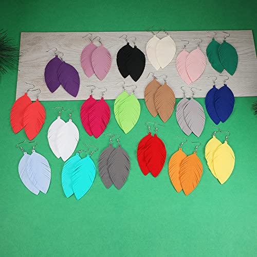 Leather Earrings for Women Dangle Large Soft Leather Handmade Fringe Feather Lightweight Tear Drop Earrings for Women Girls Jewelry Gift