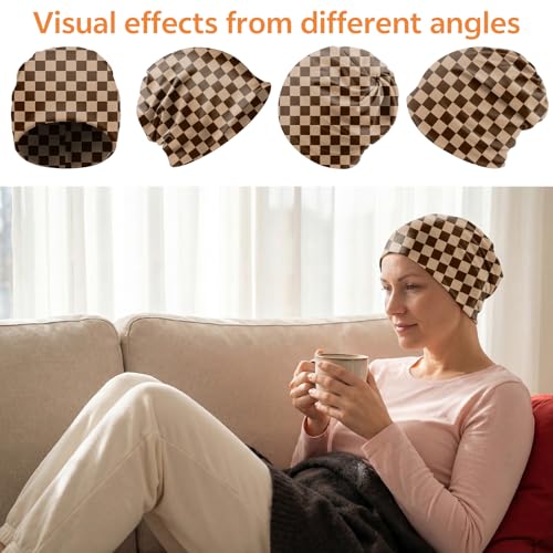 Chemo Caps Slouchy Beanie Hat Stretch Cancer Head Wraps Turban Sleep Headwear Scarf for Women Girls Men - color: I-15-brown