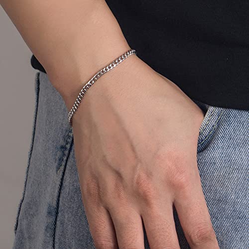 Dankadi Italian Sterling Silver Cuban Link Chain Bracelet Men 3MM 4MM 5MM 6.3 "6.7" 7 "7.5" 8 "8.5" 9 "Solid 925 Silver Bangle For Woman Cuff Jewelry Gift - color: 3MM, size: 8.5 inch