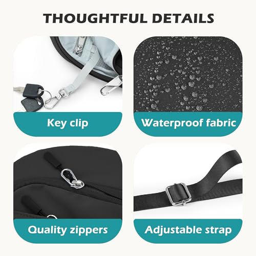TOPEAST Anti Theft Crossbody Bags for Women Men, Small Sling Crossbody Bag Travel Purse Shoulder Wallet with RFID Blocking - color: 1-black