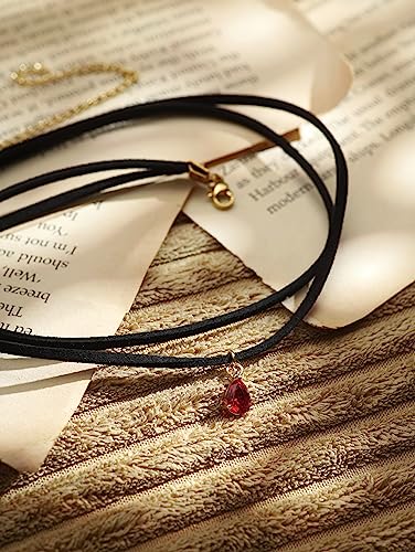 Sacina Layered Black Choker Necklace, Glass Teardrop Chocker, Black Necklace, Gothic Goth Boho Choker, Christmas Jewelry Gift For Women - color: 7