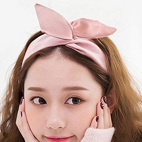 HYFEEL Wire Headbands for Women Bow Hair Scarf Cute Twist Hairbands Adjustable Head Wraps Fashion Beach Hair Accessories for Girls Lady Multi-use Turban (Pink) - color: Pink