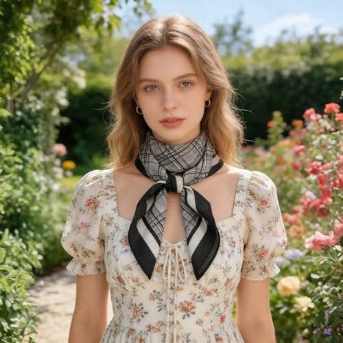 21 x 21 Inch Cotton Bandana for Women and Men,Soft Breathable Head Scarf, Multi-purpose Headband, Hair Scarf - color: Checkered Gray-un04