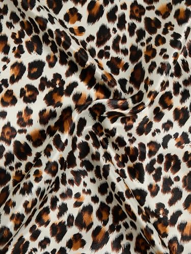 RoseSeek Women's Cheetah Print Silk Head Scarf Leopard Satin Rave Hair Scarf Headband Square Scarves - color: Multicolor Green